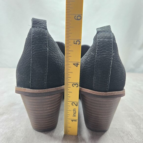 Lucky Brand Western Ankle Boot Sz 11 Black Suede Block Heel Slip On Shoe Booties - Picture 4 of 11